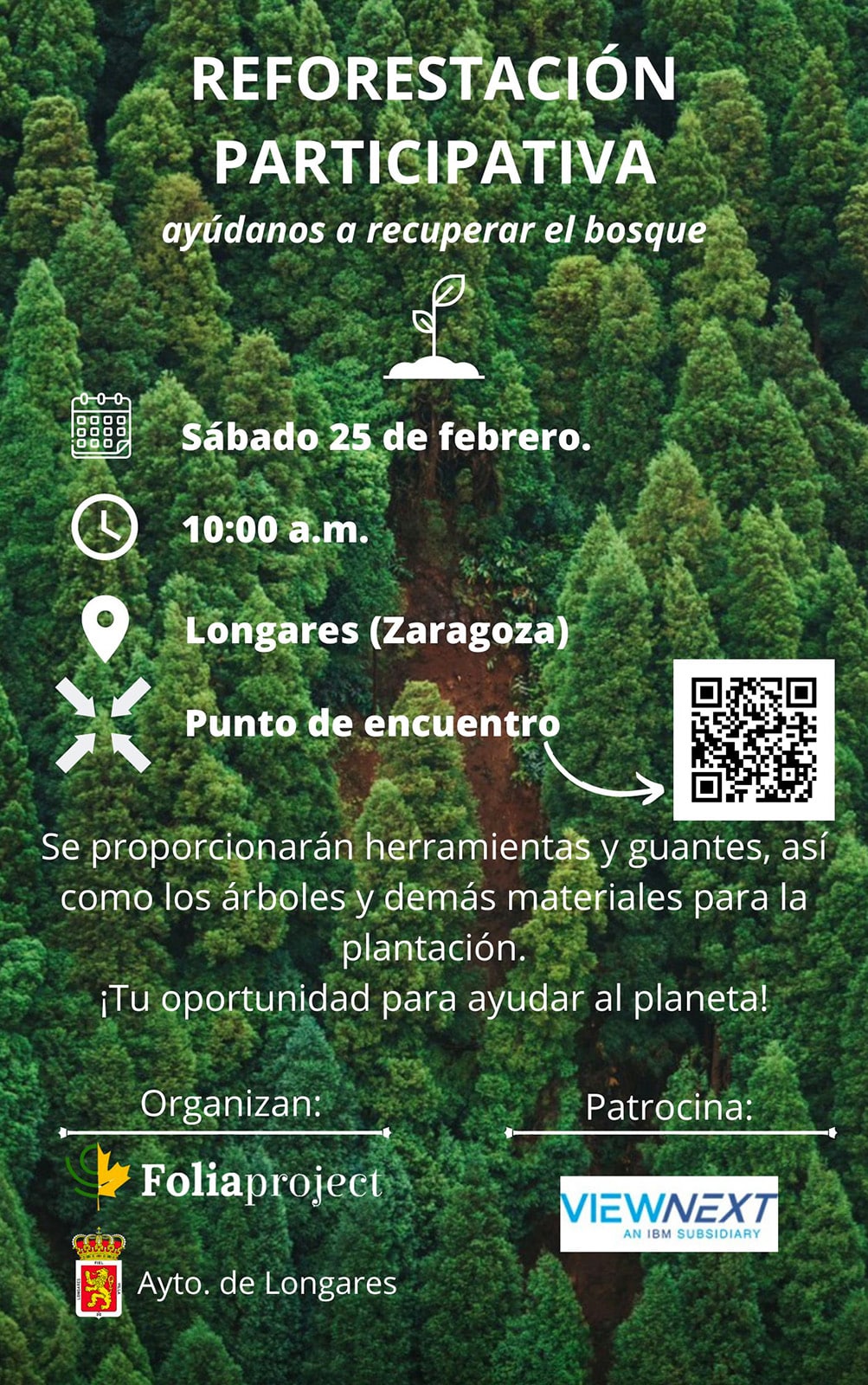 Cartel Reforestación participativa Longares