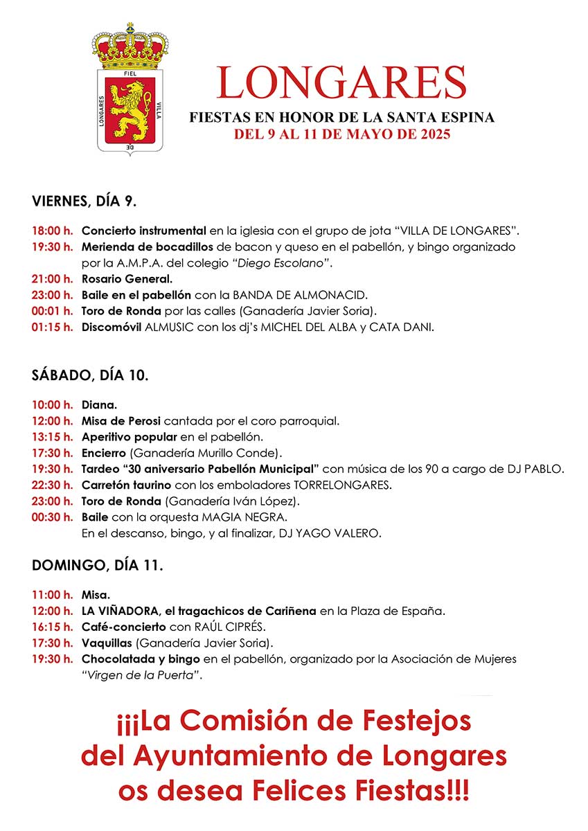 Programa Fiestas Santa Espina 2025
